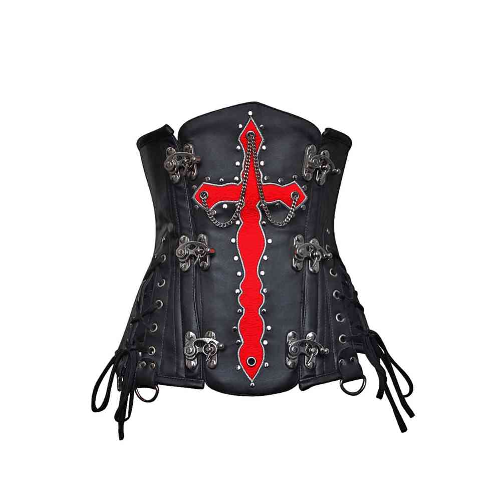 Attitude Corsets - Leighton Corset sous la poitrine - Noir/Rouge